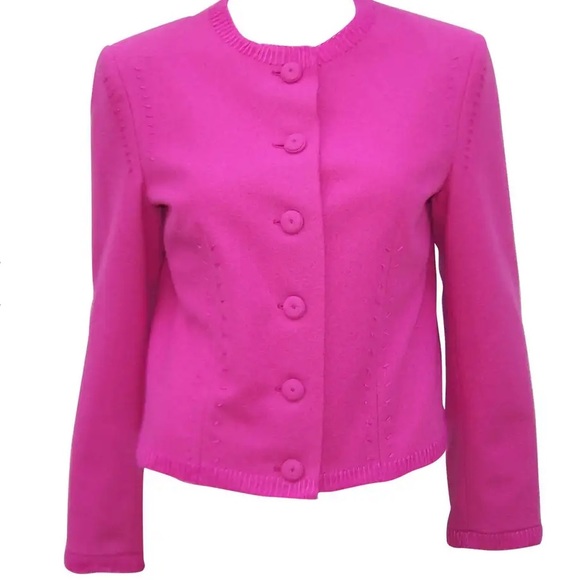 Hot Pink Moschino Wool Felt Jacket With Deconstructed Details